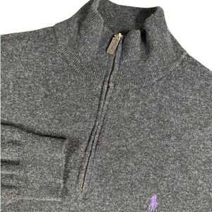 Polo Ralph Lauren Men's 2XLT 100% Merino Wool 1/4 Zip Sweater Dark Gray Tall